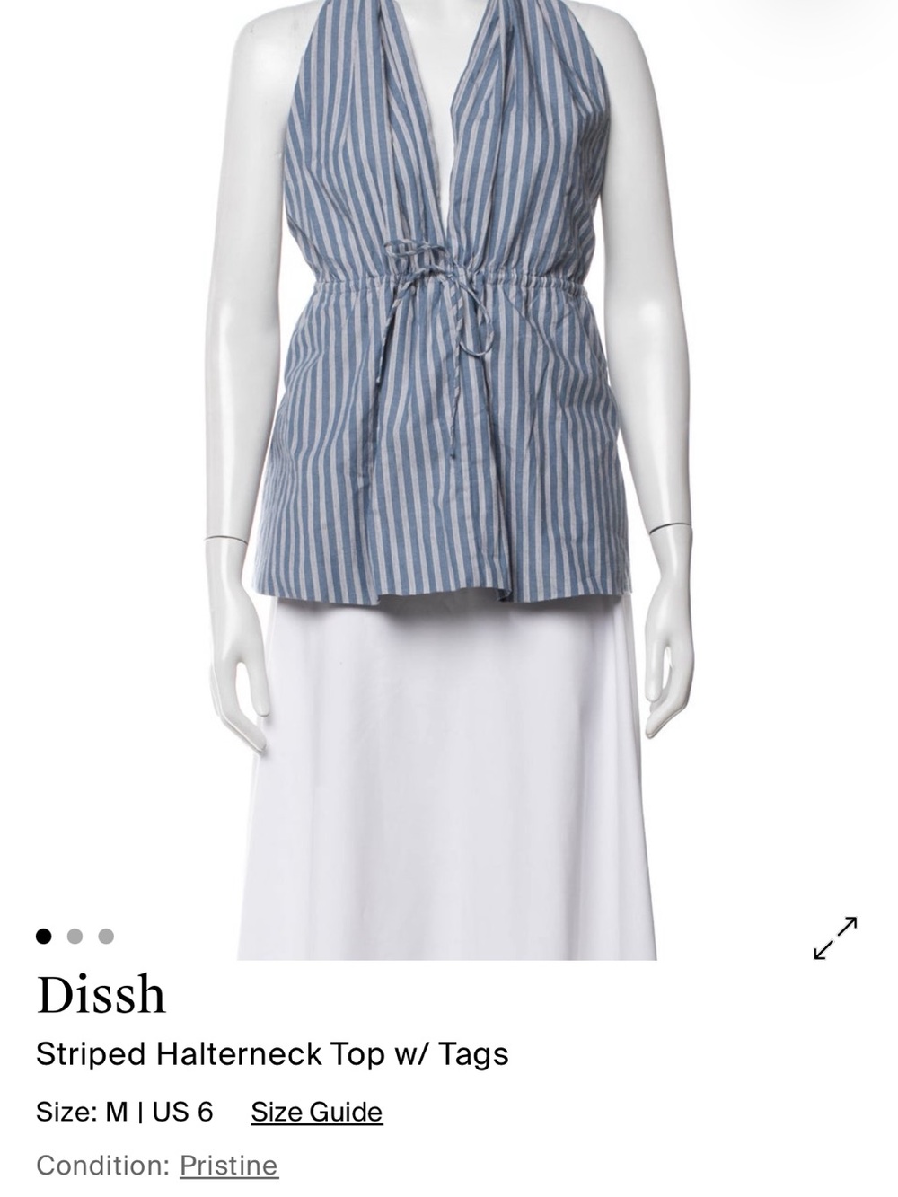 DISSH Blue and White Striped Halter Drawstring Top